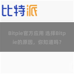 Bitpie官方应用 选择Bitpie的原因，你知道吗？