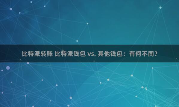 比特派转账 比特派钱包 vs. 其他钱包：有何不同？