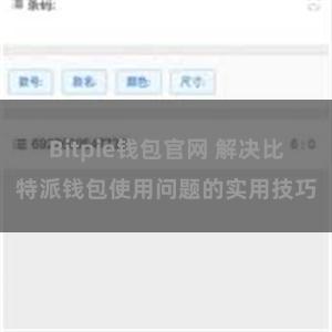 Bitpie钱包官网 解决比特派钱包使用问题的实用技巧