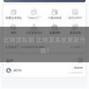 比特派私钥 比特派系统更新升级！
